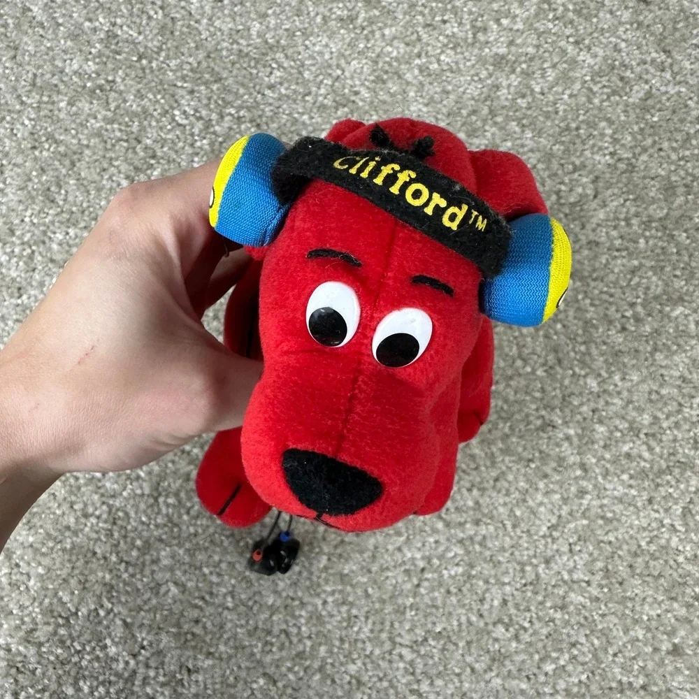 Vintage Clifford The Big Red Dog Plush Toy Island Headphones Earbuds Scholastic